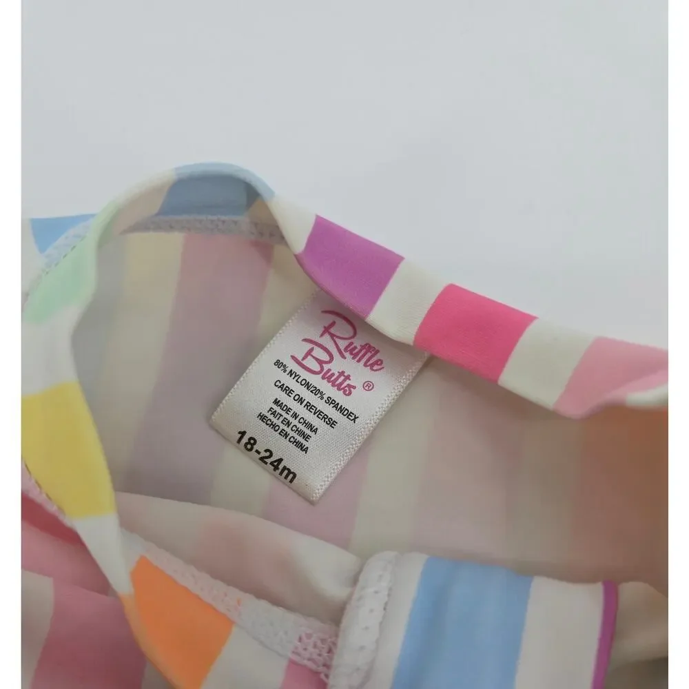 Ruffle Butts Rainbow Striped Rashguard and Ruffle Bottoms‎